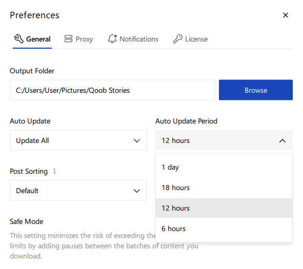 Fijar periodo de actualización automática