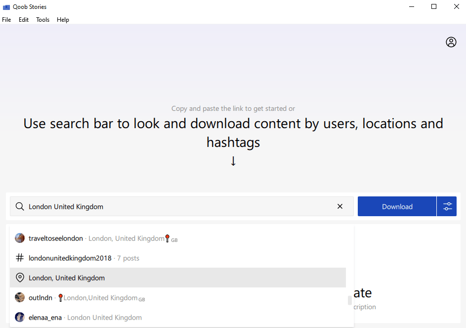 Type in location name